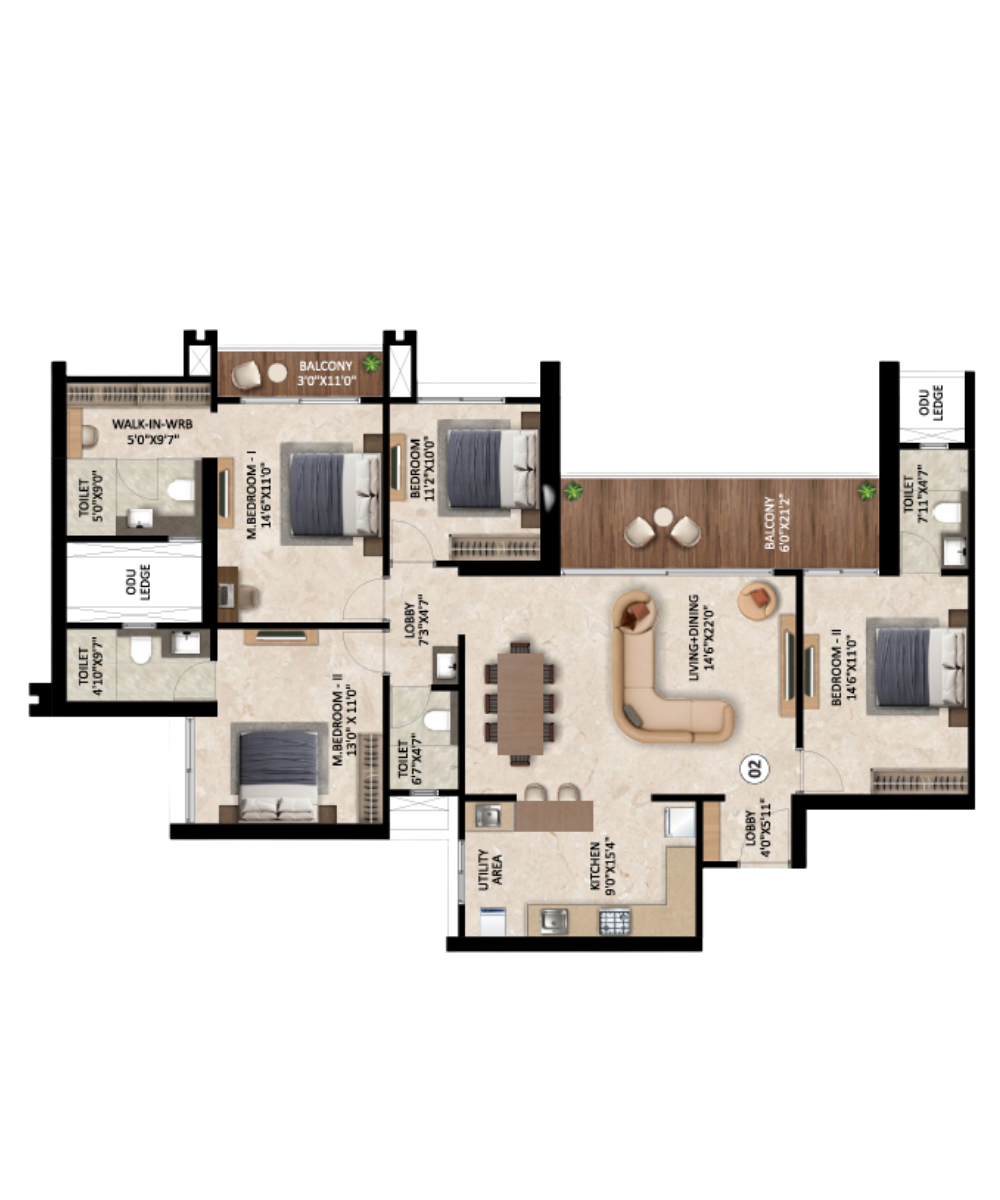Highness 4 BHK 1552 Sq.Ft. Floor Plan